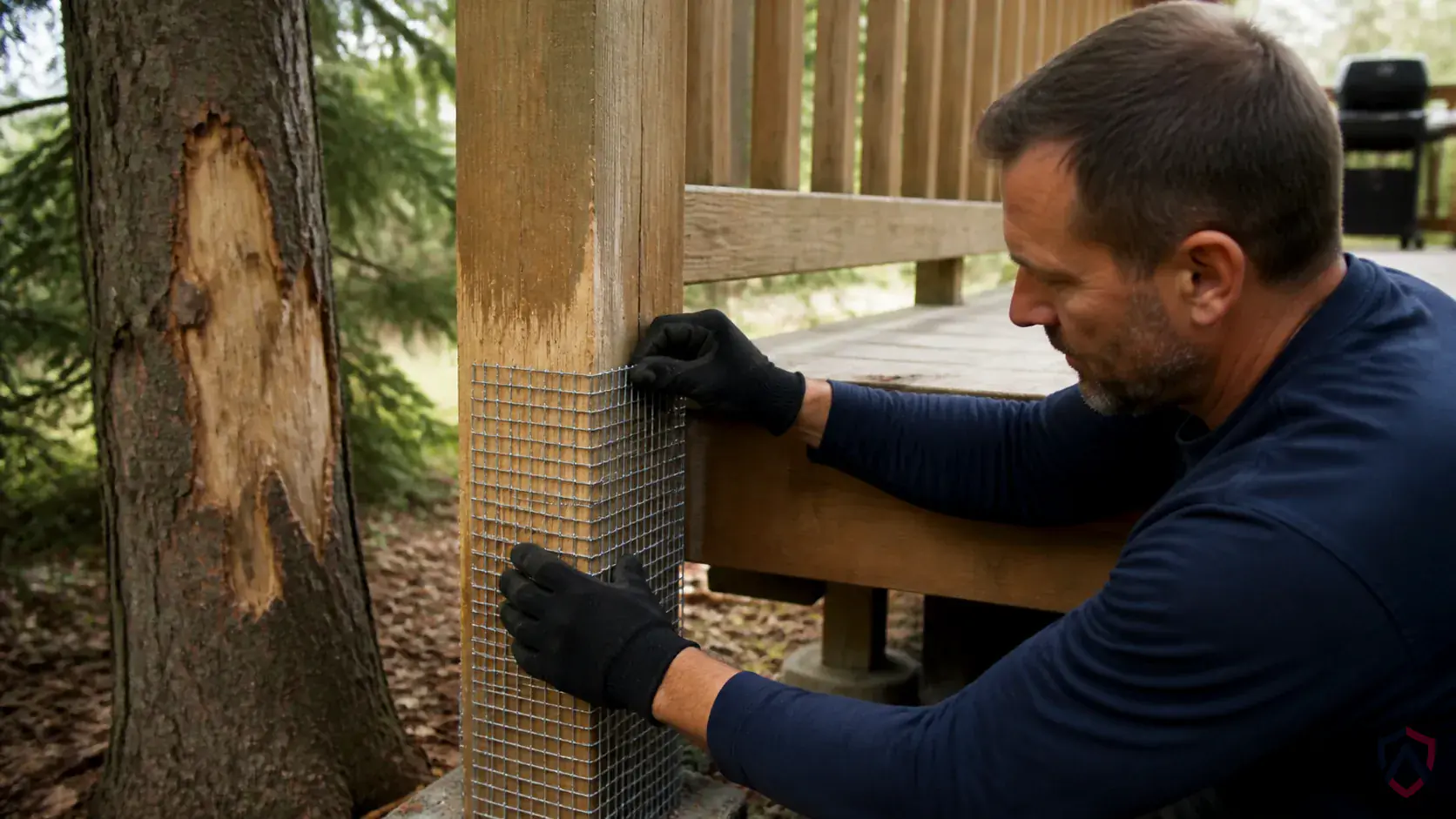 Inspection of gnawed wood, tree damage, droppings, den sites, and repeated travel paths during a suspected North American Porcupines issue