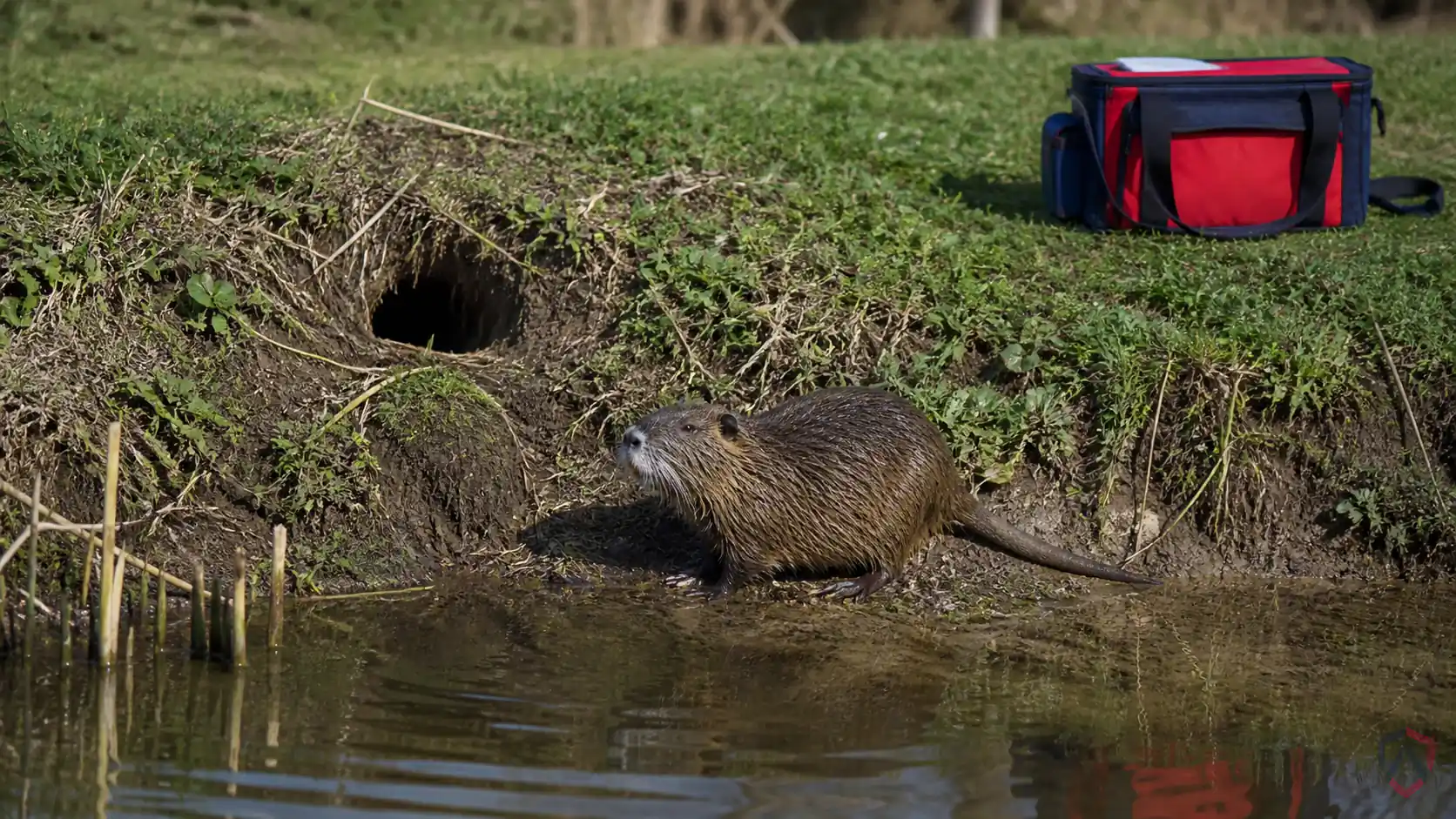 Nutria activity in wetlands, pond banks, drainage ditches, shorelines, gardens, and soft bank edges in Minnesota