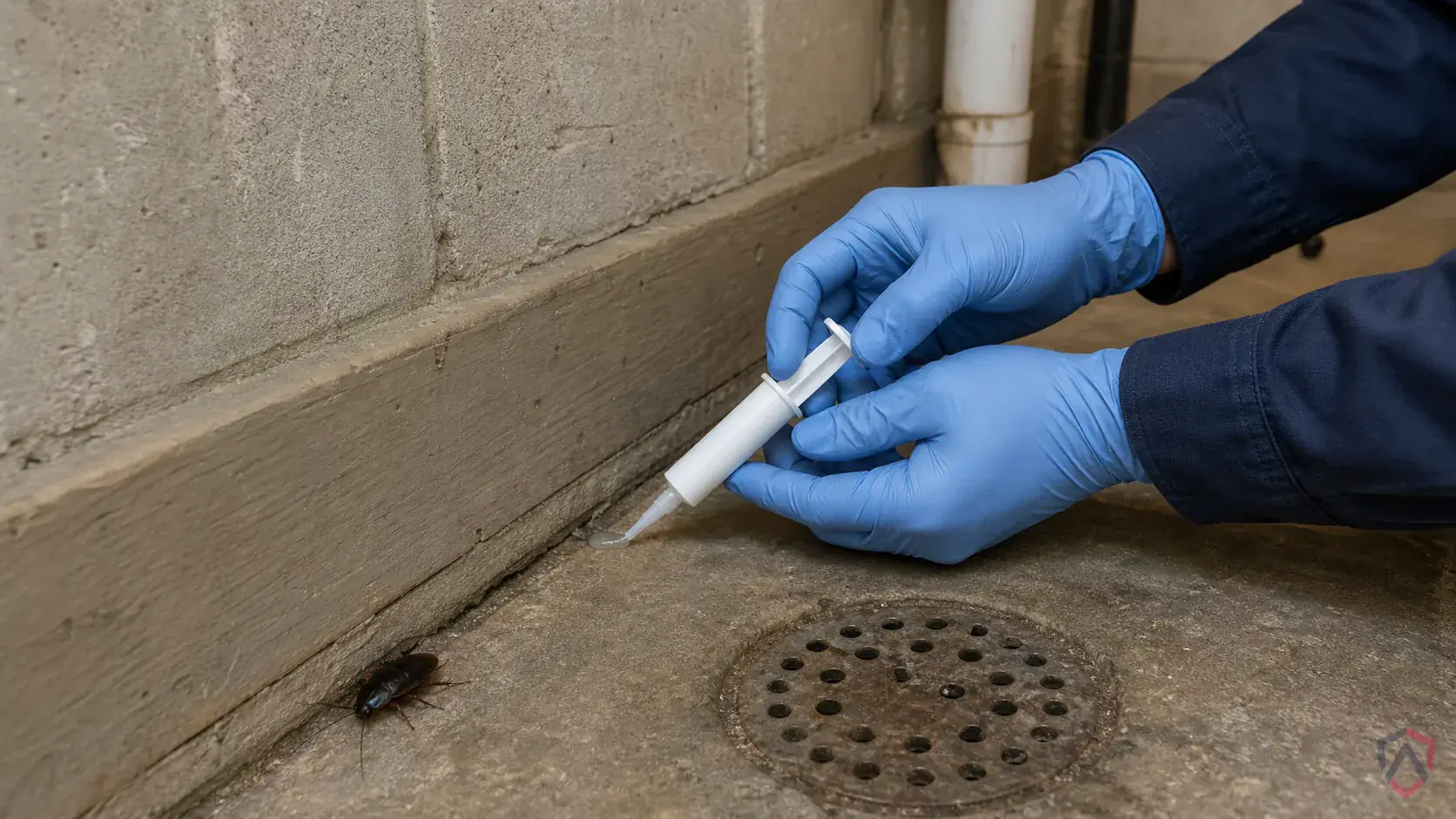 Inspection of cabinet voids, appliance backs, pipe chases, drains, and shared-wall entry points during a suspected Oriental Cockroach issue