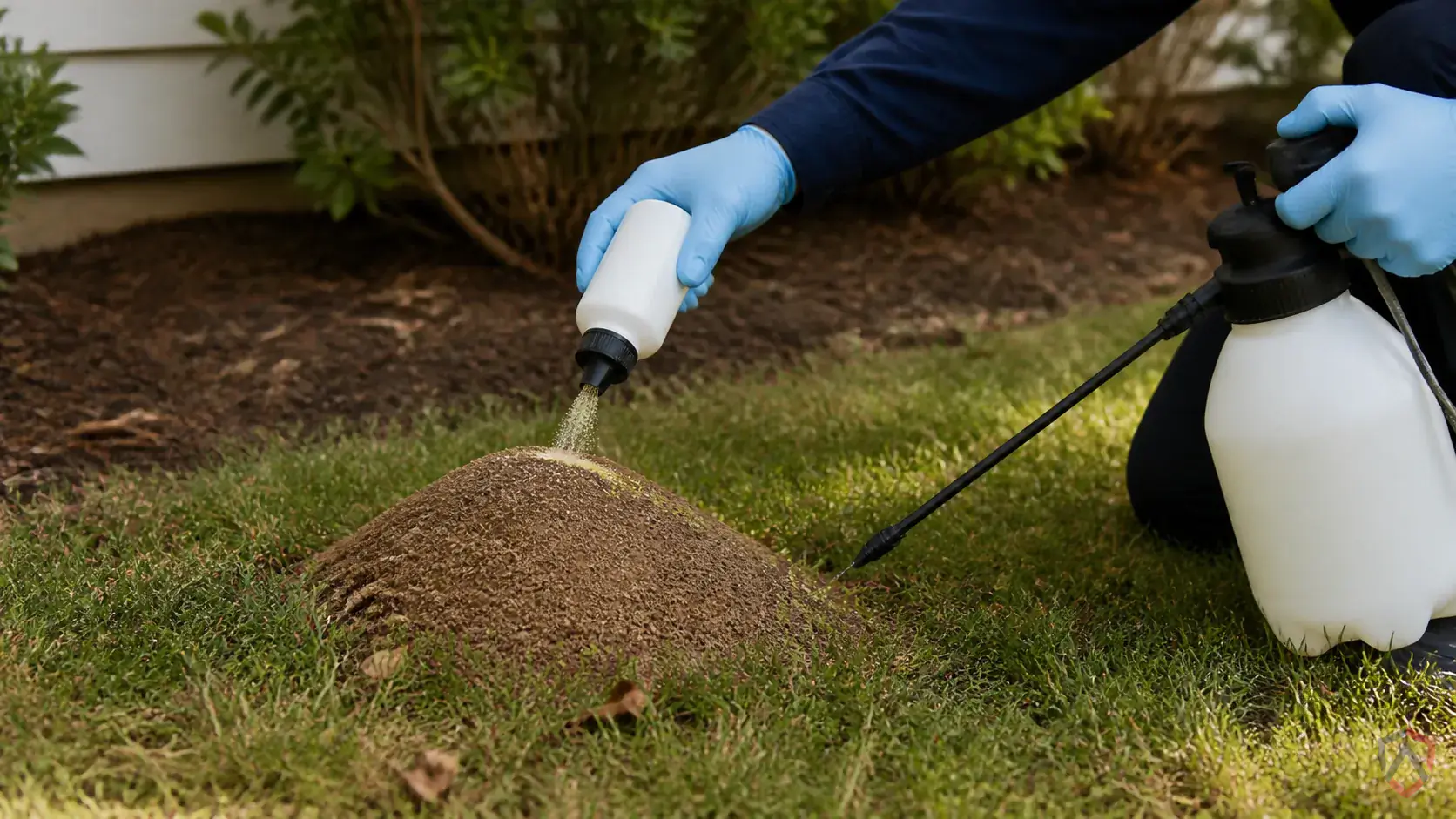 Inspection of trails, entry points, moisture lines, and exterior nesting areas during a suspected Red Imported Fire Ants issue