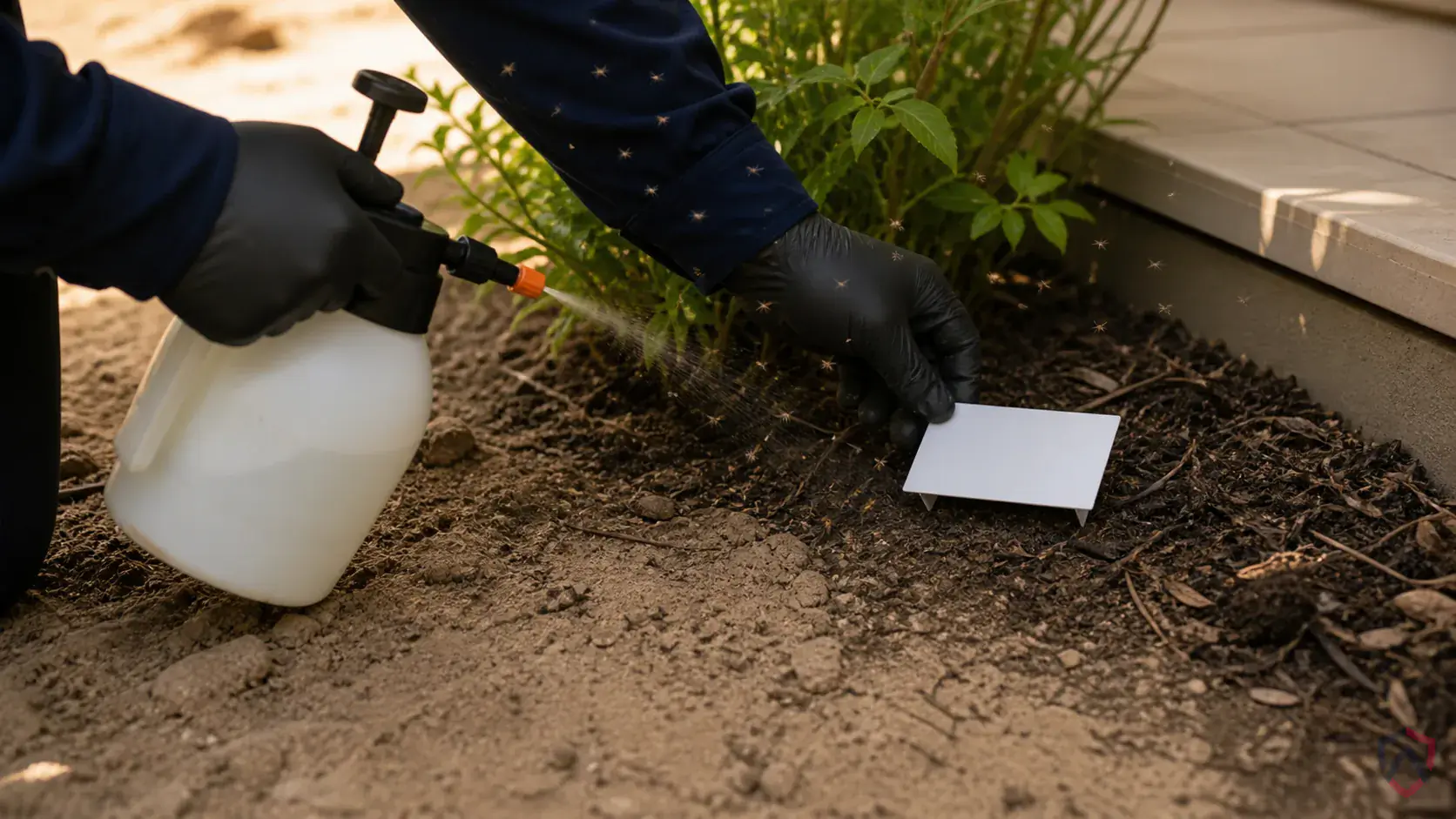 Inspection of moist organic buildup, drains, trash handling areas, window lines, and exterior entry points during a suspected Sand Flies issue