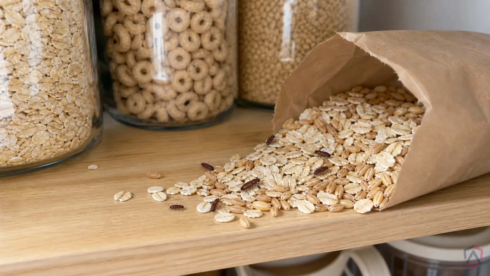 Sawtoothed Grain Beetles activity in pantries, dry pet food, cereal, flour, rice, spices, birdseed, warehouses, and restaurant storage in Minnesota