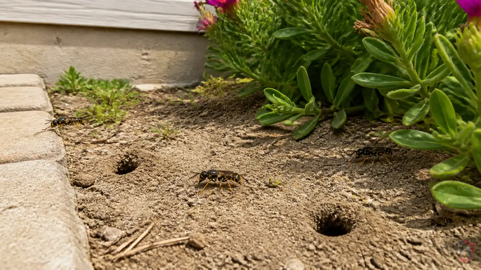 Solitary Wasps activity in eaves, soffits, decks, wall voids, shrubs, ground holes, play areas, and trash or food… in Minnesota