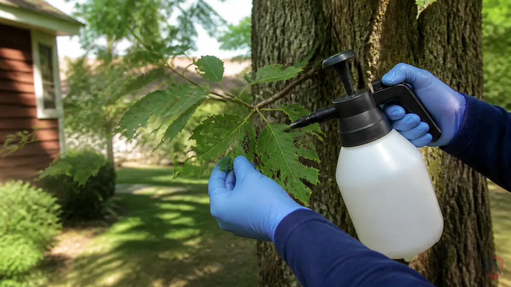 Inspection of affected plants, leaf undersides, turf edges, mulch beds, trunks, and nearby harborage during a suspected Spongy Moth Caterpillars issue