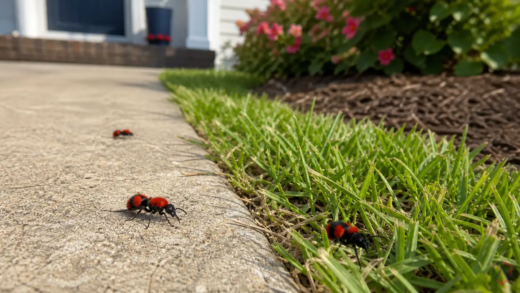 Velvet Ants activity in eaves, soffits, decks, wall voids, shrubs, ground holes, play areas, and trash or food… in Minnesota