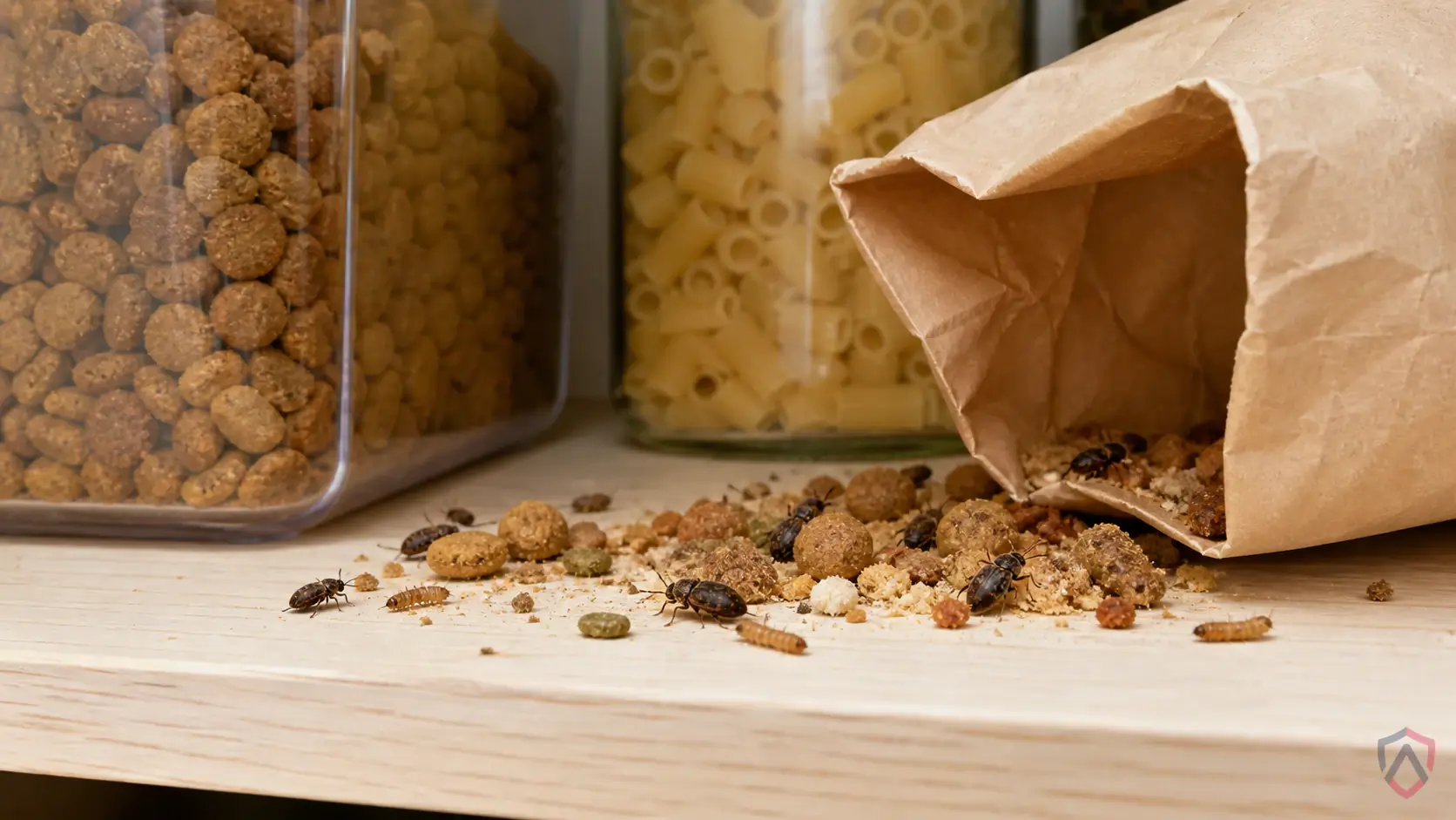 Warehouse Beetles activity in pantries, dry pet food, cereal, flour, rice, spices, birdseed, warehouses, and restaurant storage in Minnesota