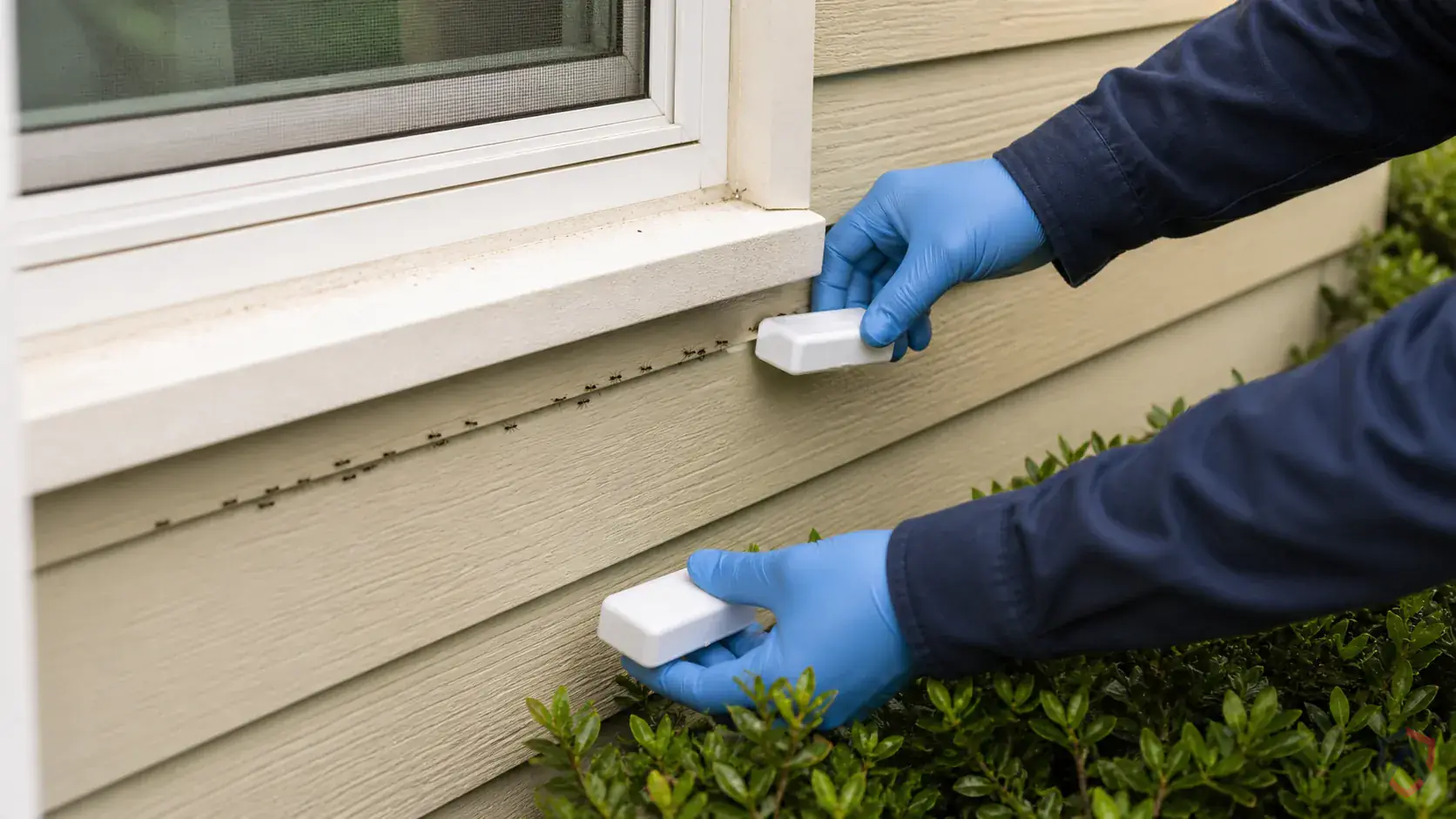 Inspection of trails, entry points, moisture lines, and exterior nesting areas during a suspected White-Footed Ants issue