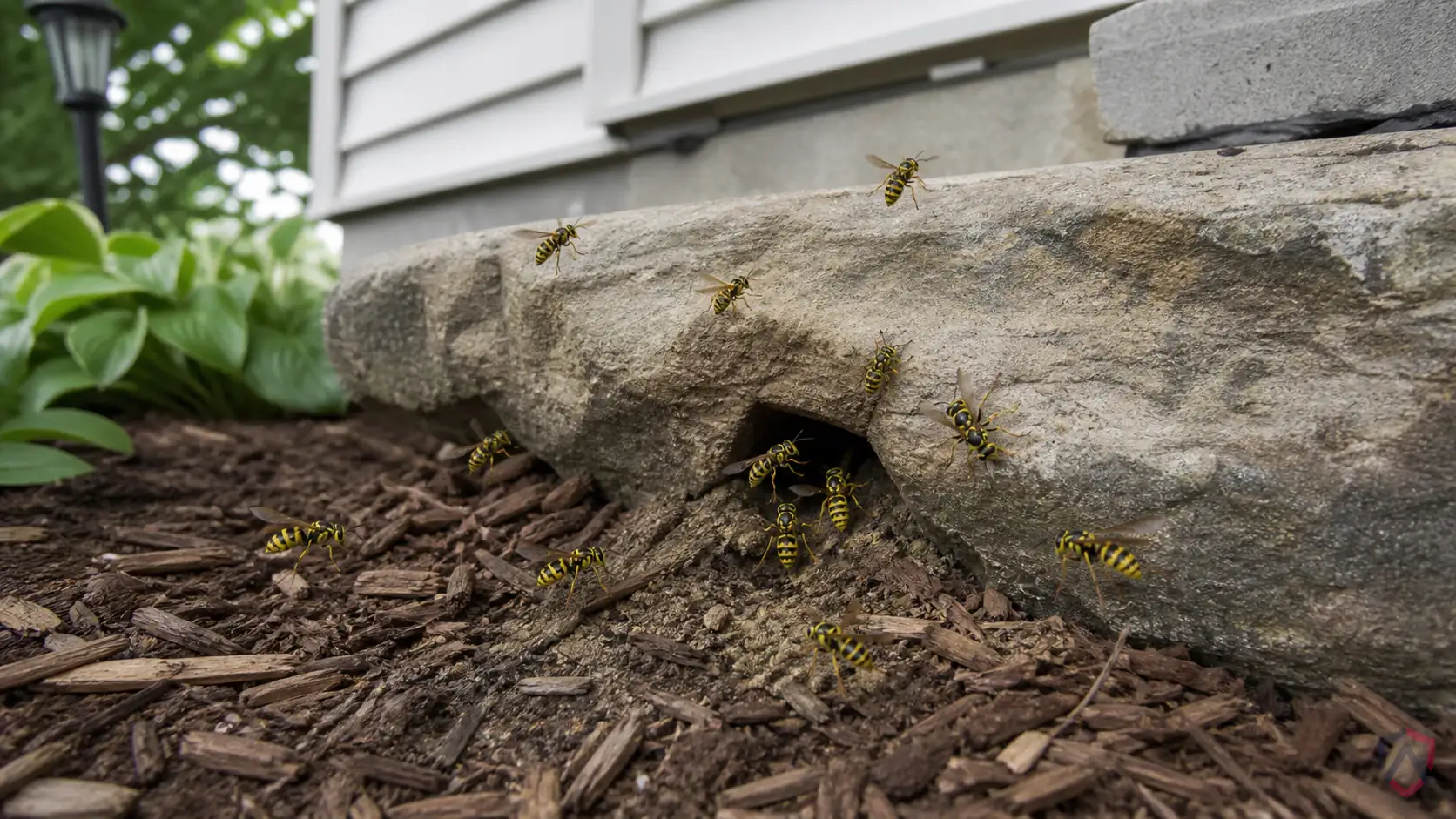Yellow Jackets activity in eaves, soffits, decks, wall voids, shrubs, ground holes, play areas, and trash or food… in Minnesota